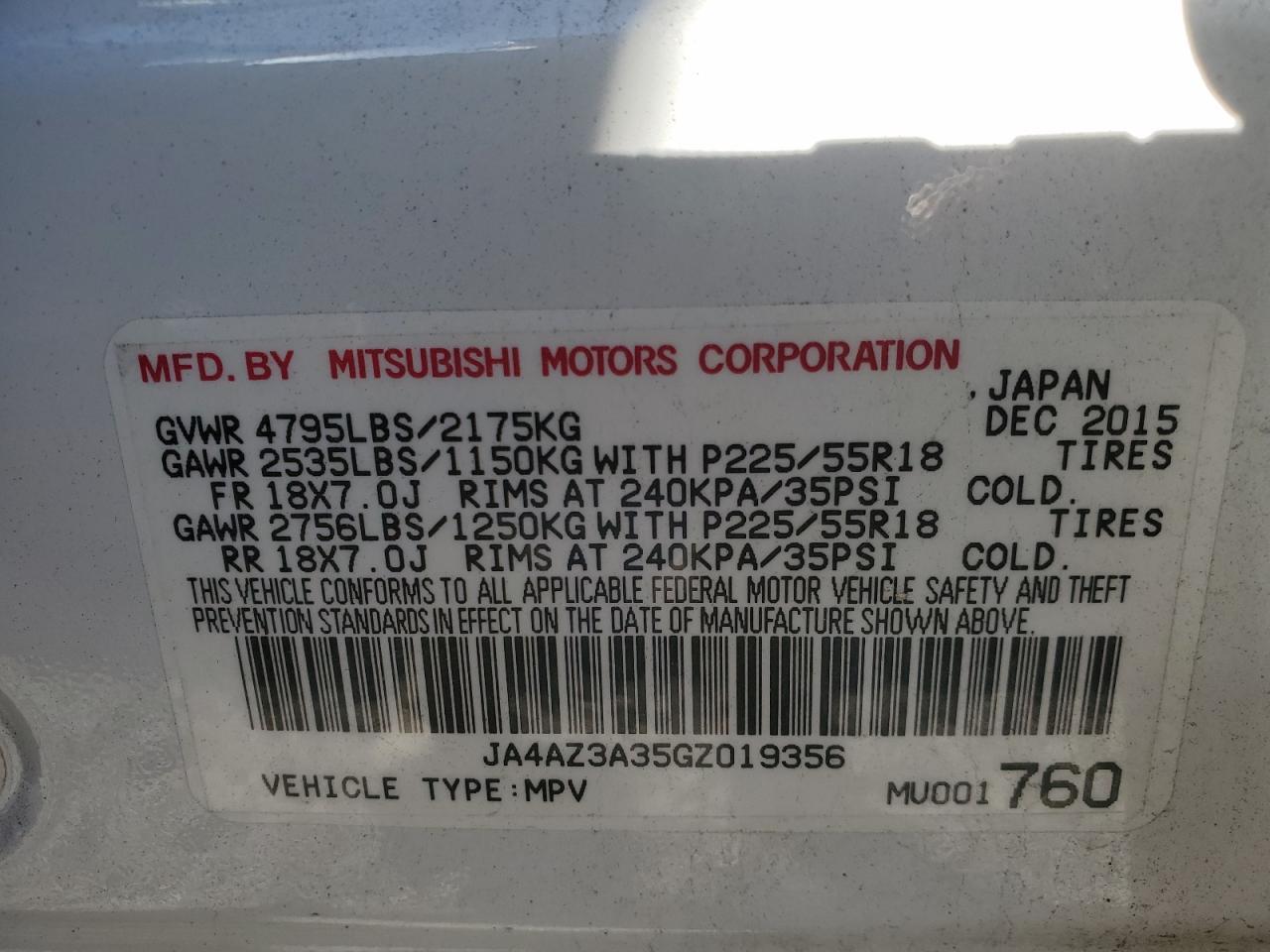 2016 MITSUBISHI outlander