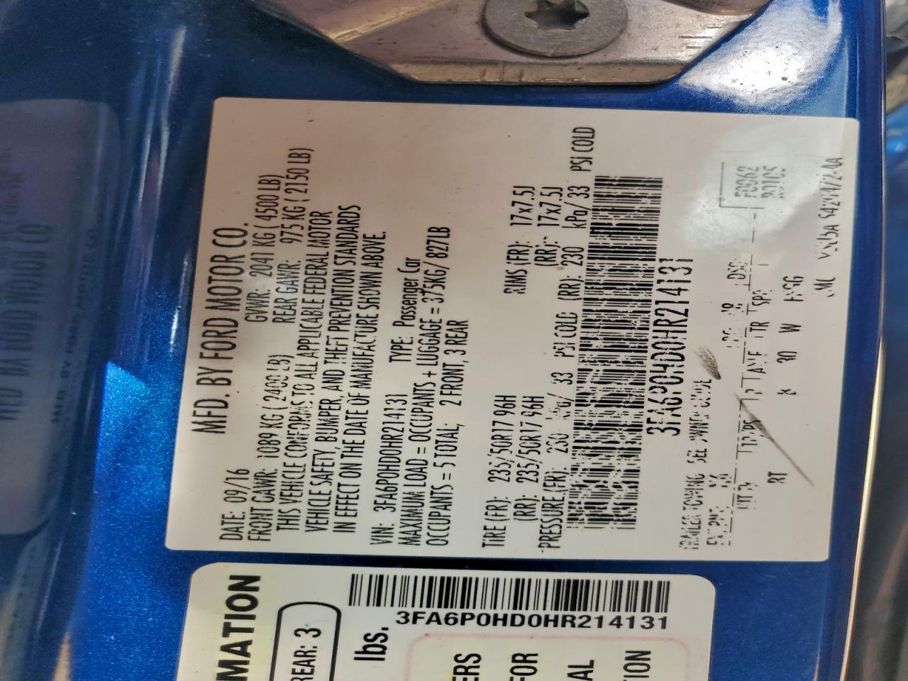 2017 FORD FUSION