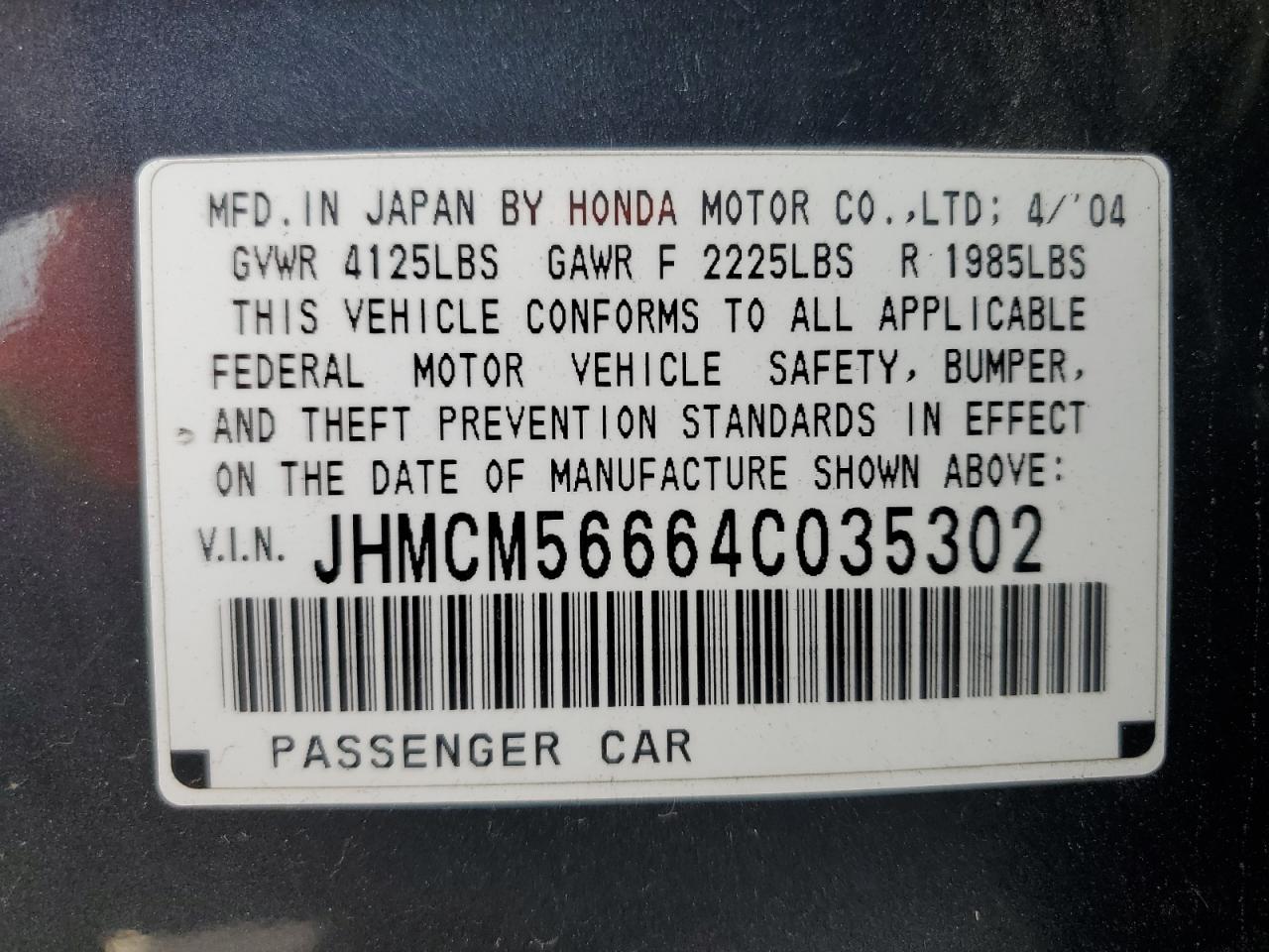 2004 HONDA ACCORD