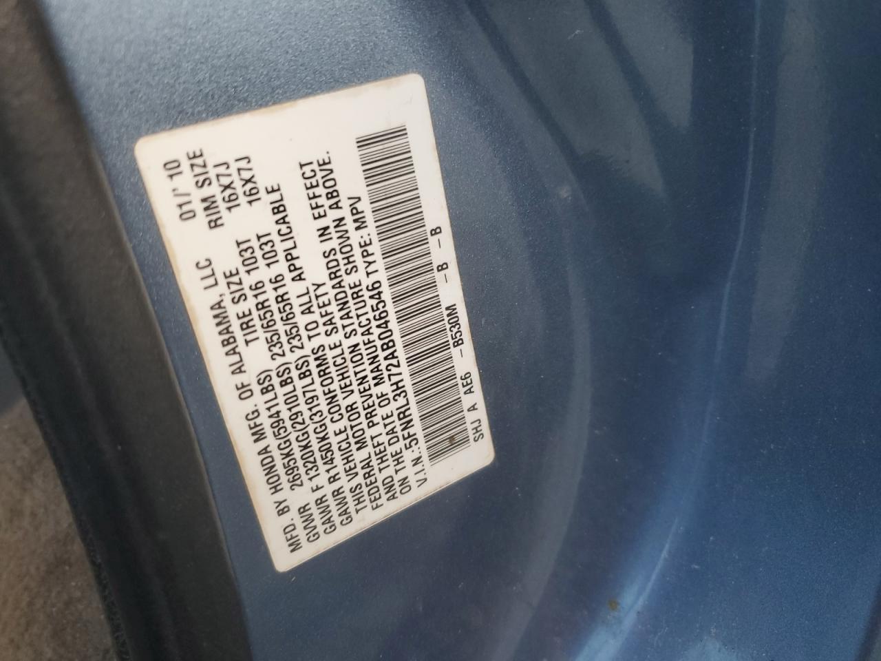 2010 HONDA ODYSSEY
