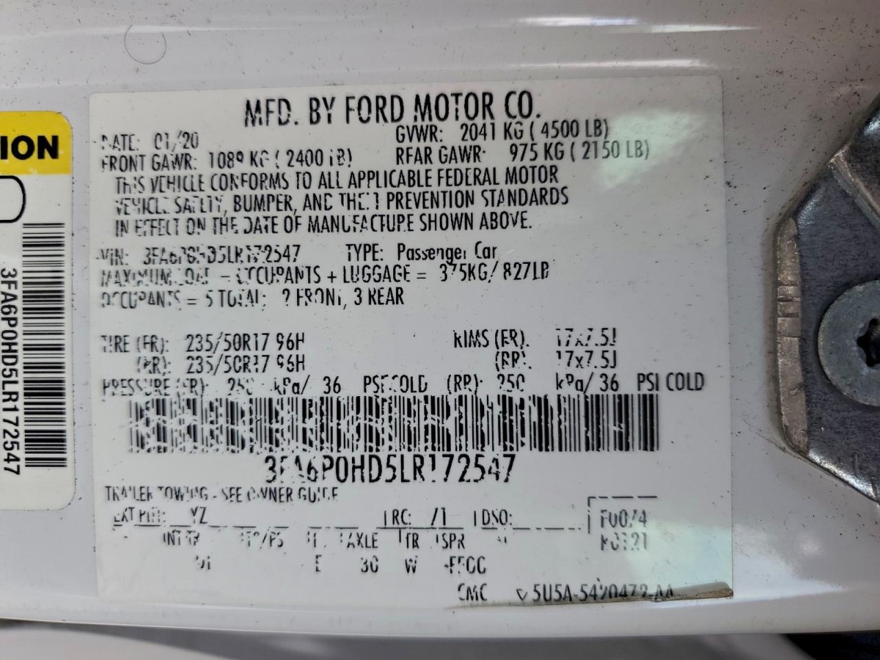 2020 FORD FUSION