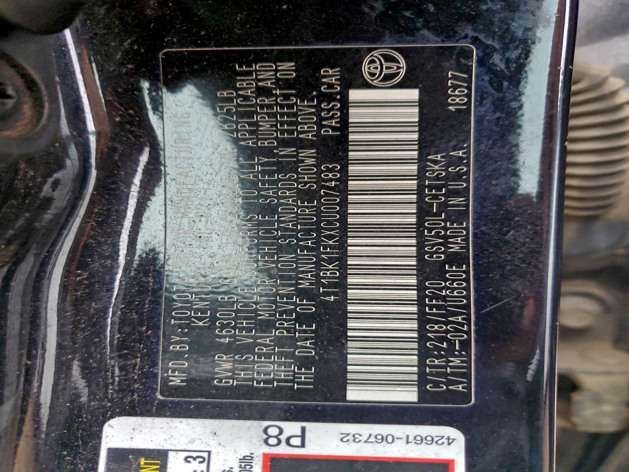 2012 TOYOTA CAMRY