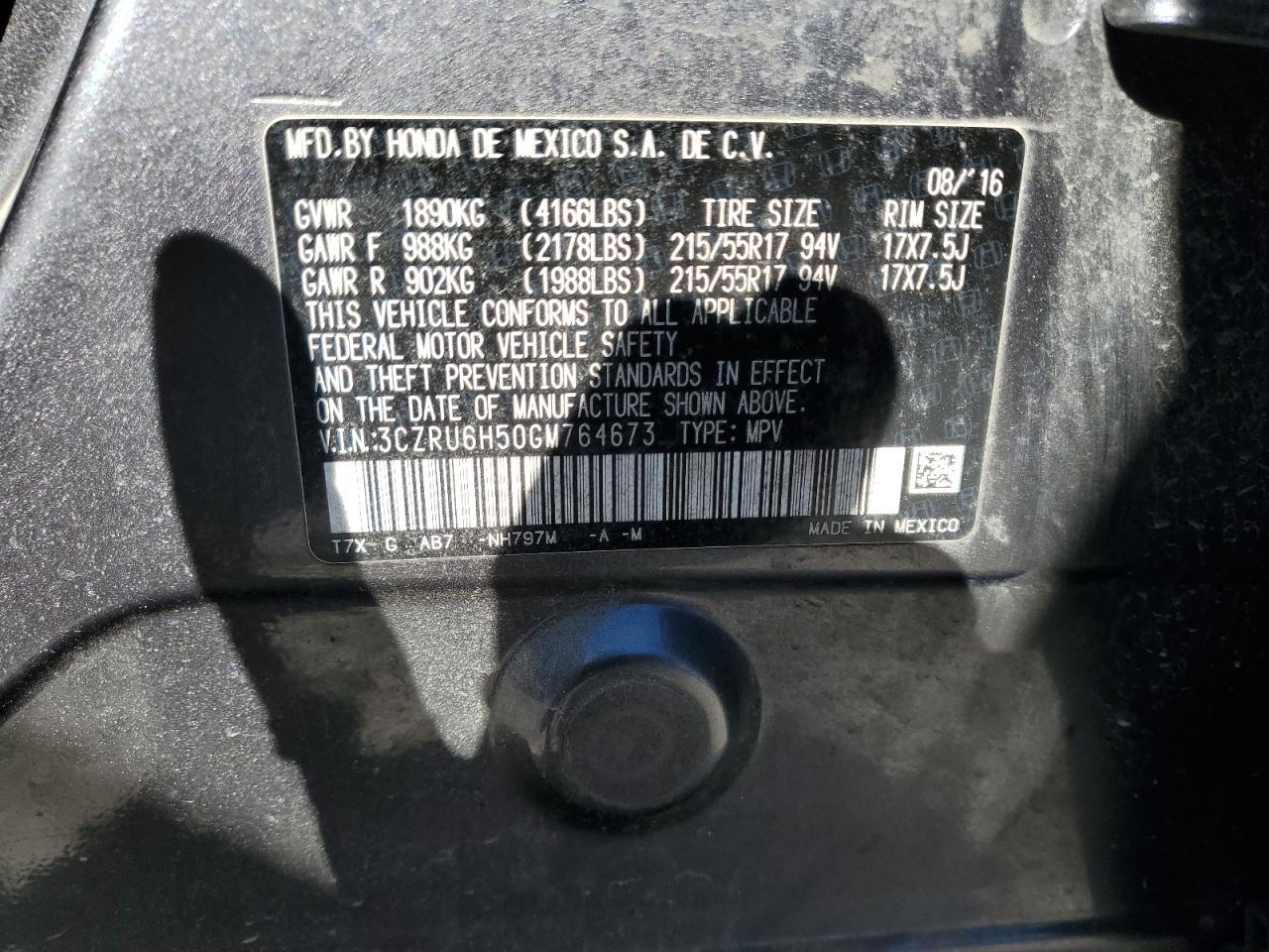 2016 HONDA HR-V