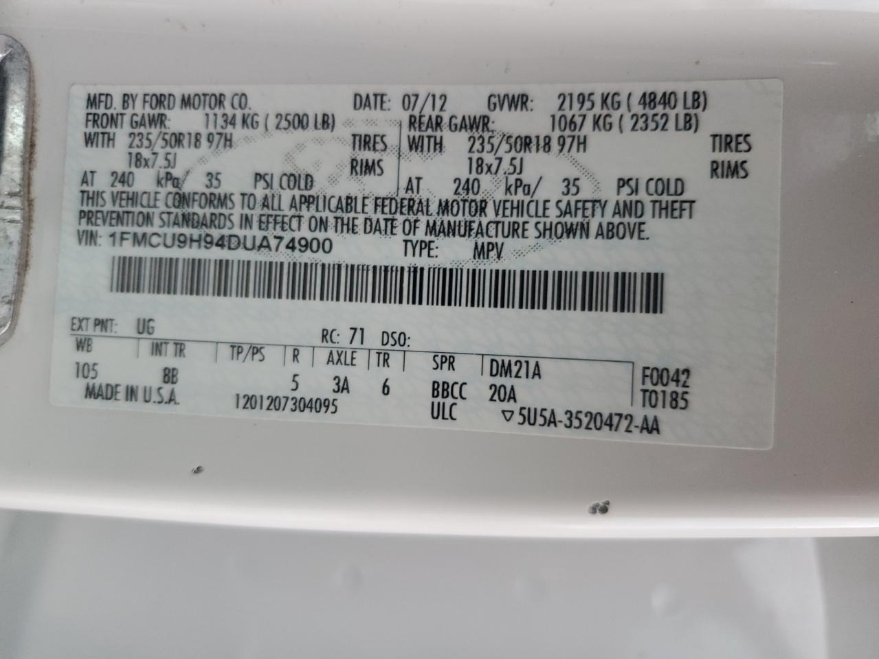 2013 FORD ESCAPE