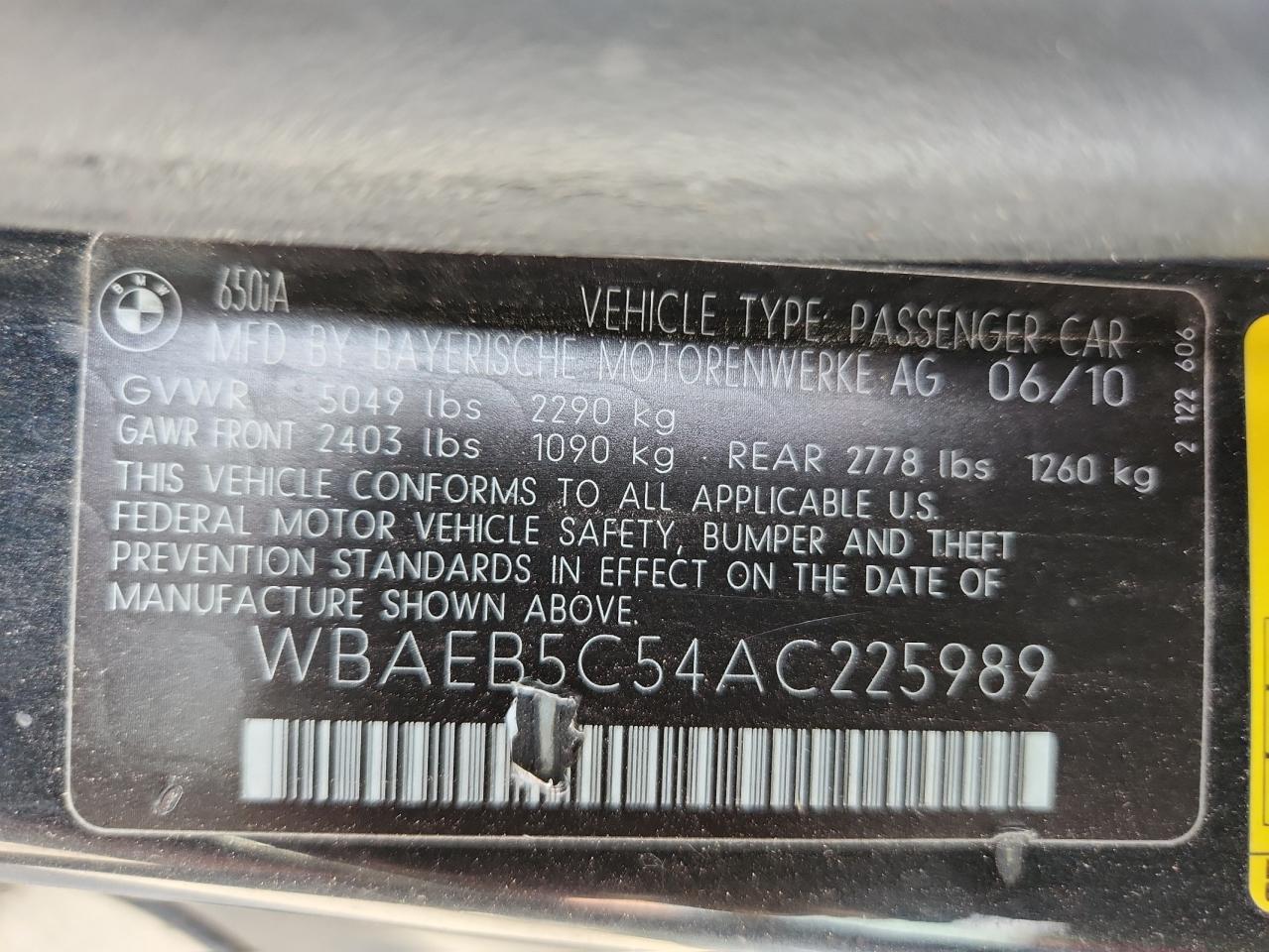2010 BMW 6 Series