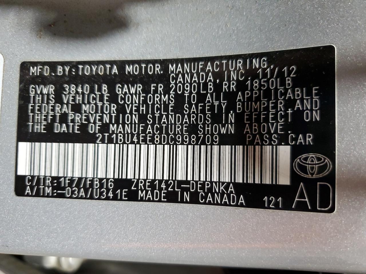 2013 TOYOTA COROLLA
