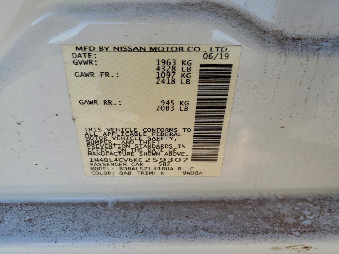 2019 NISSAN ALTIMA
