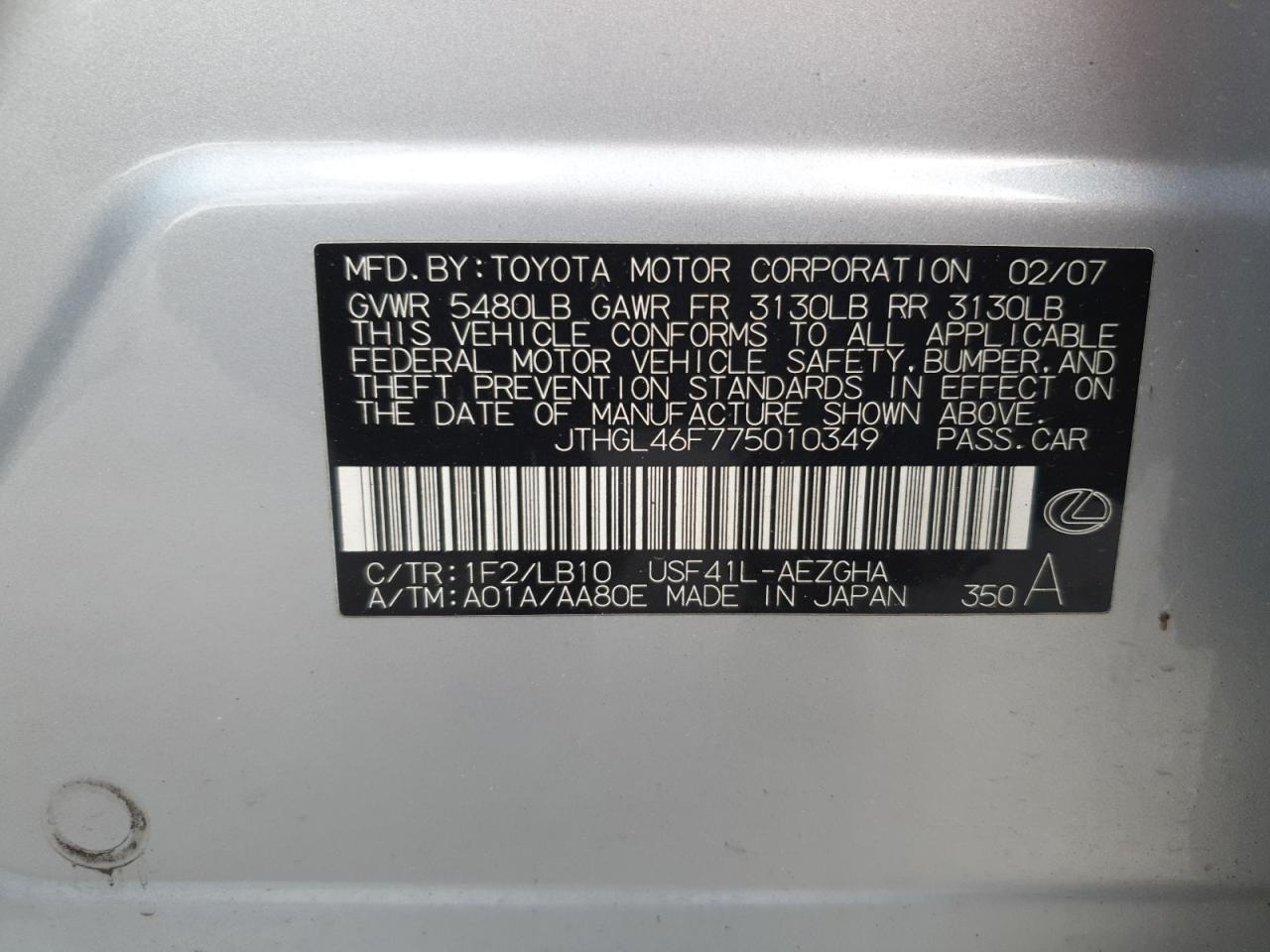 2007 LEXUS LS 460