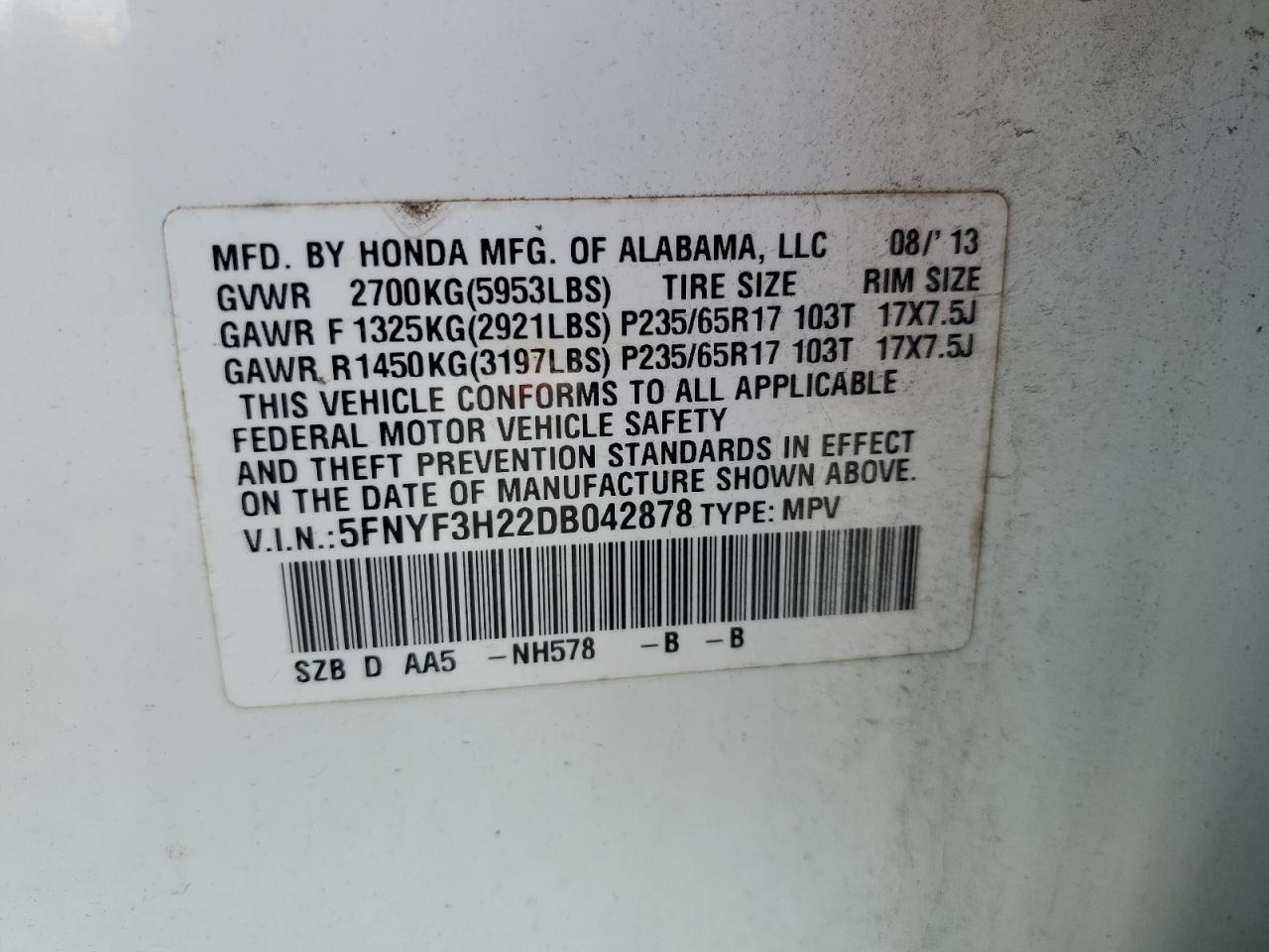 2013 HONDA PILOT