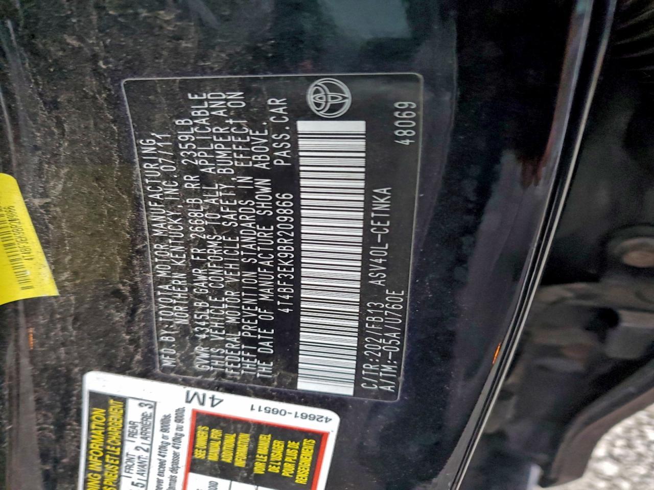 2011 TOYOTA CAMRY