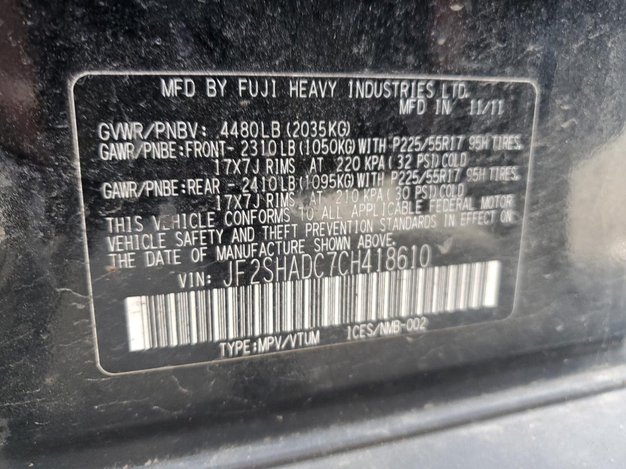 2012 SUBARU FORESTER