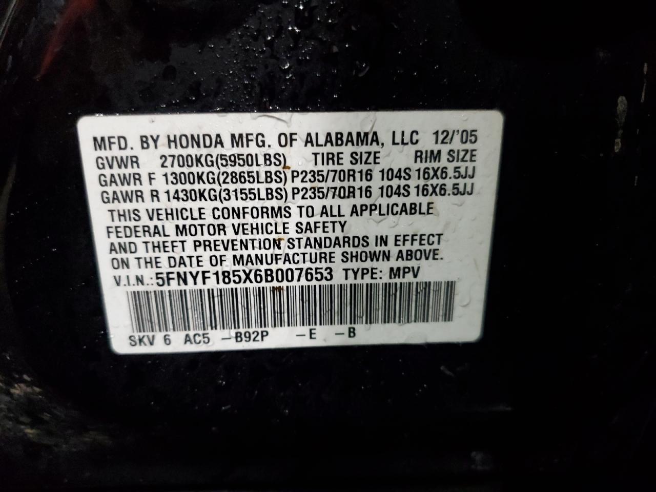 2006 HONDA PILOT