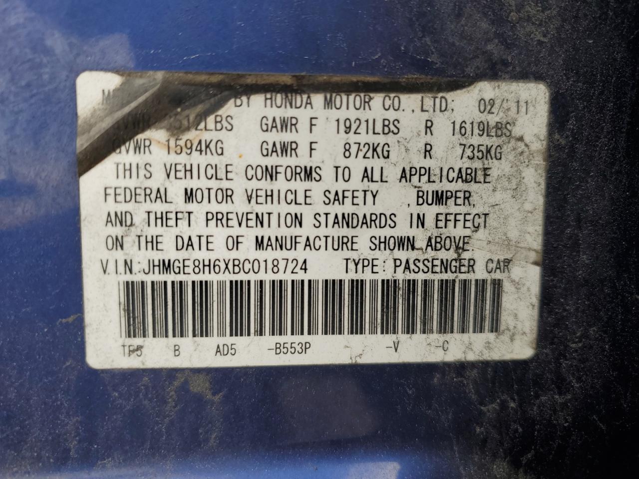 2011 HONDA FIT
