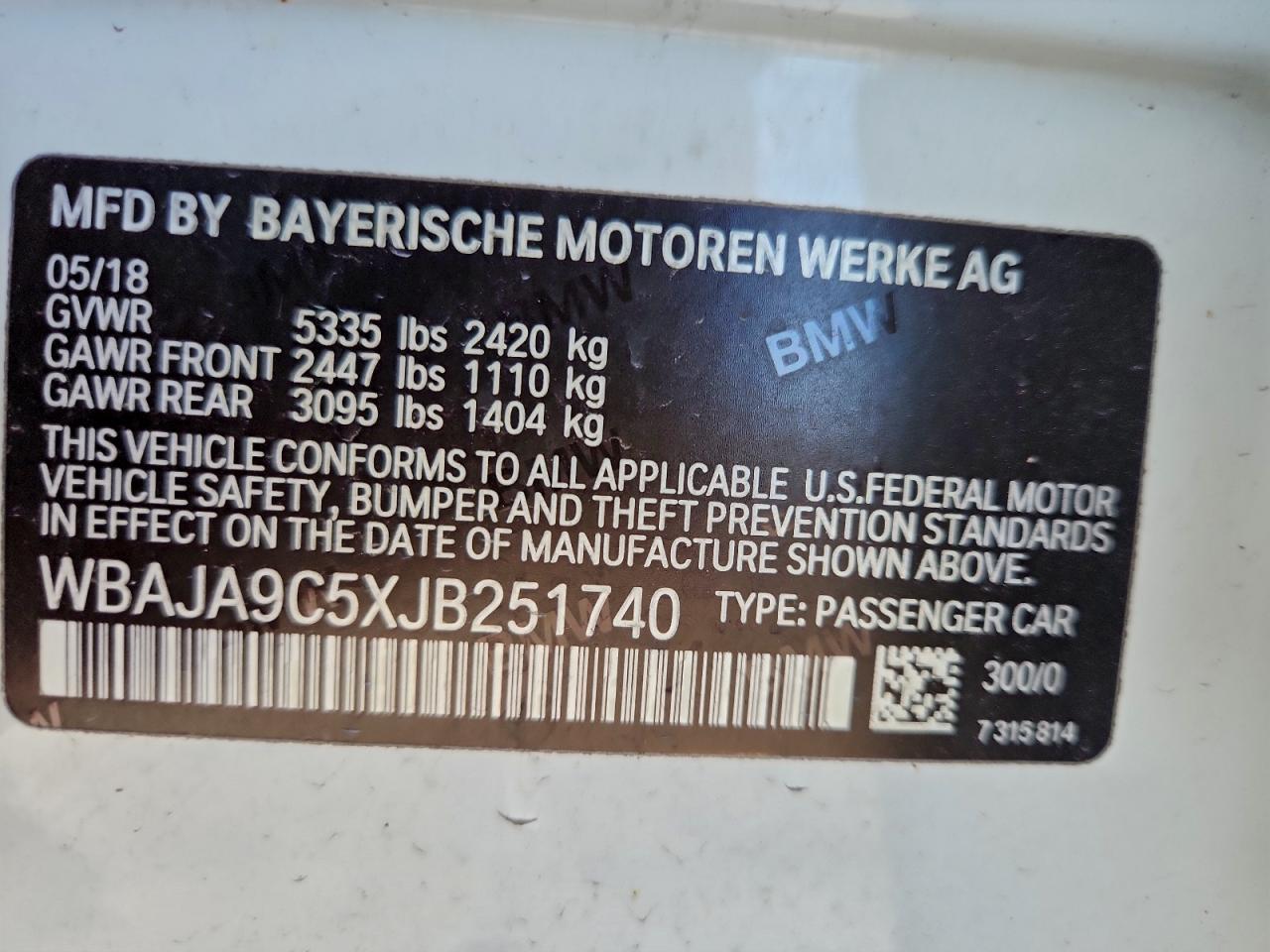 2018 BMW 5 series