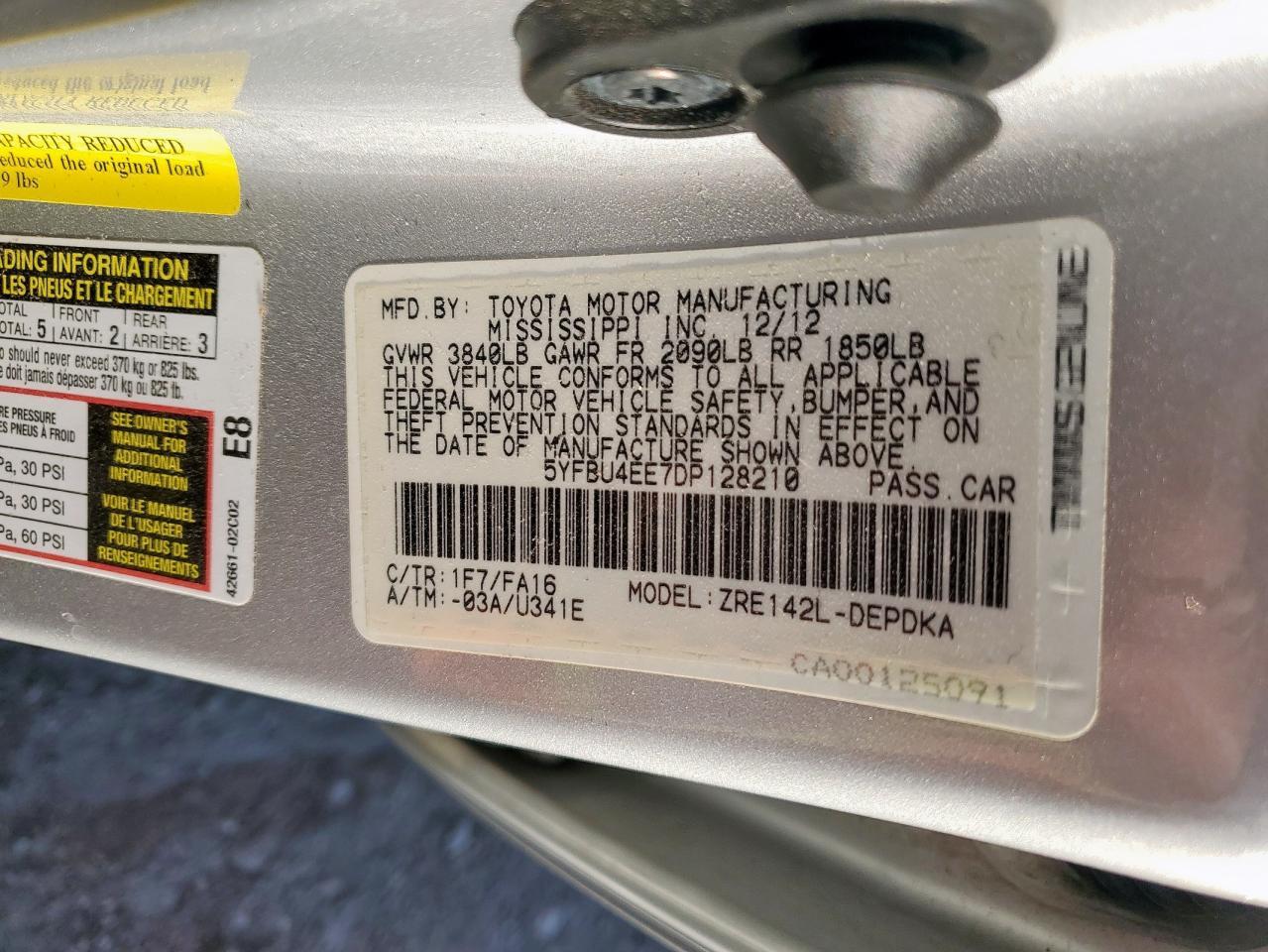 2013 TOYOTA COROLLA