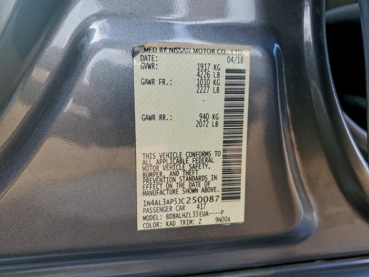 2018 NISSAN ALTIMA