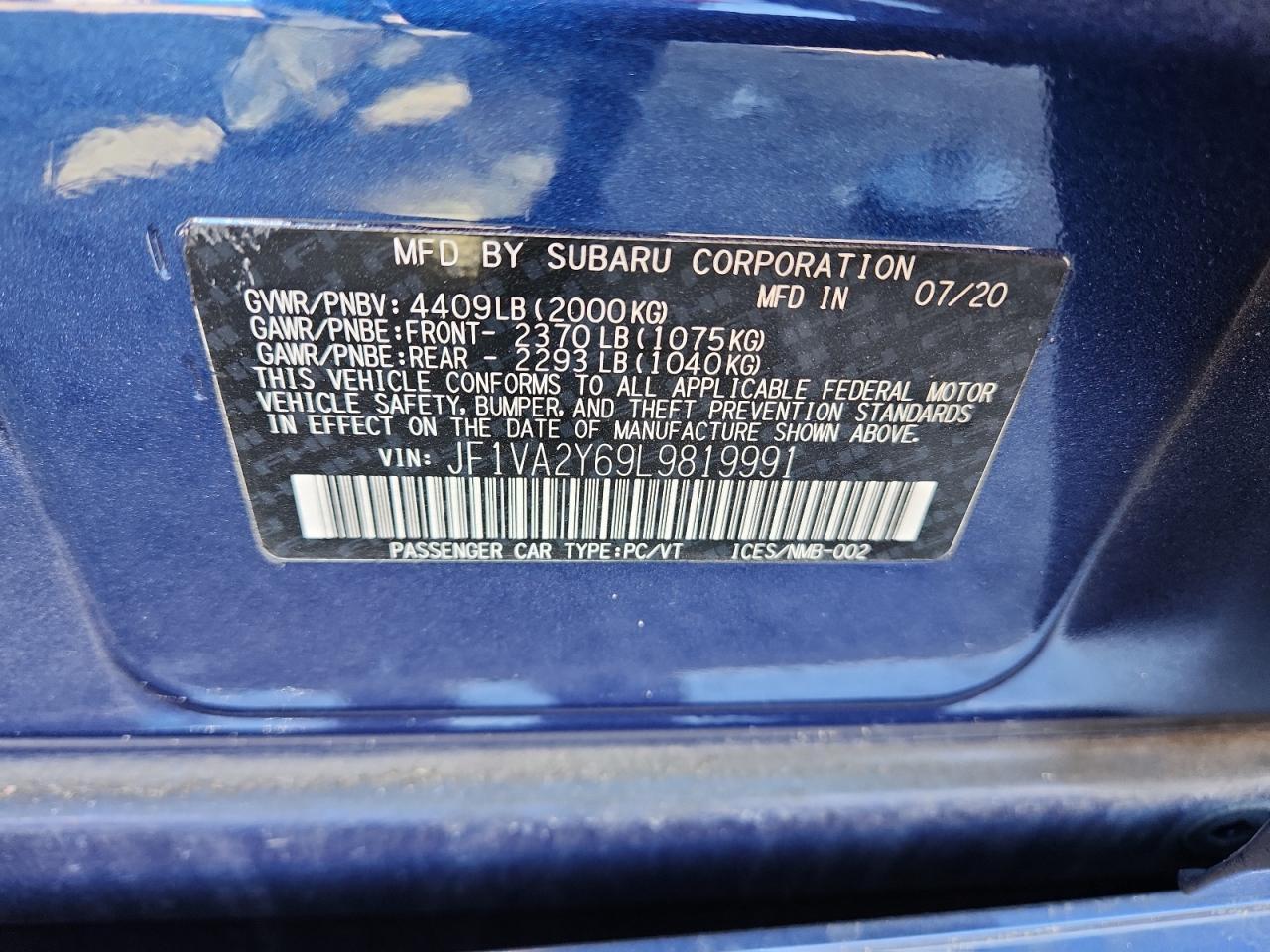 2020 SUBARU WRX