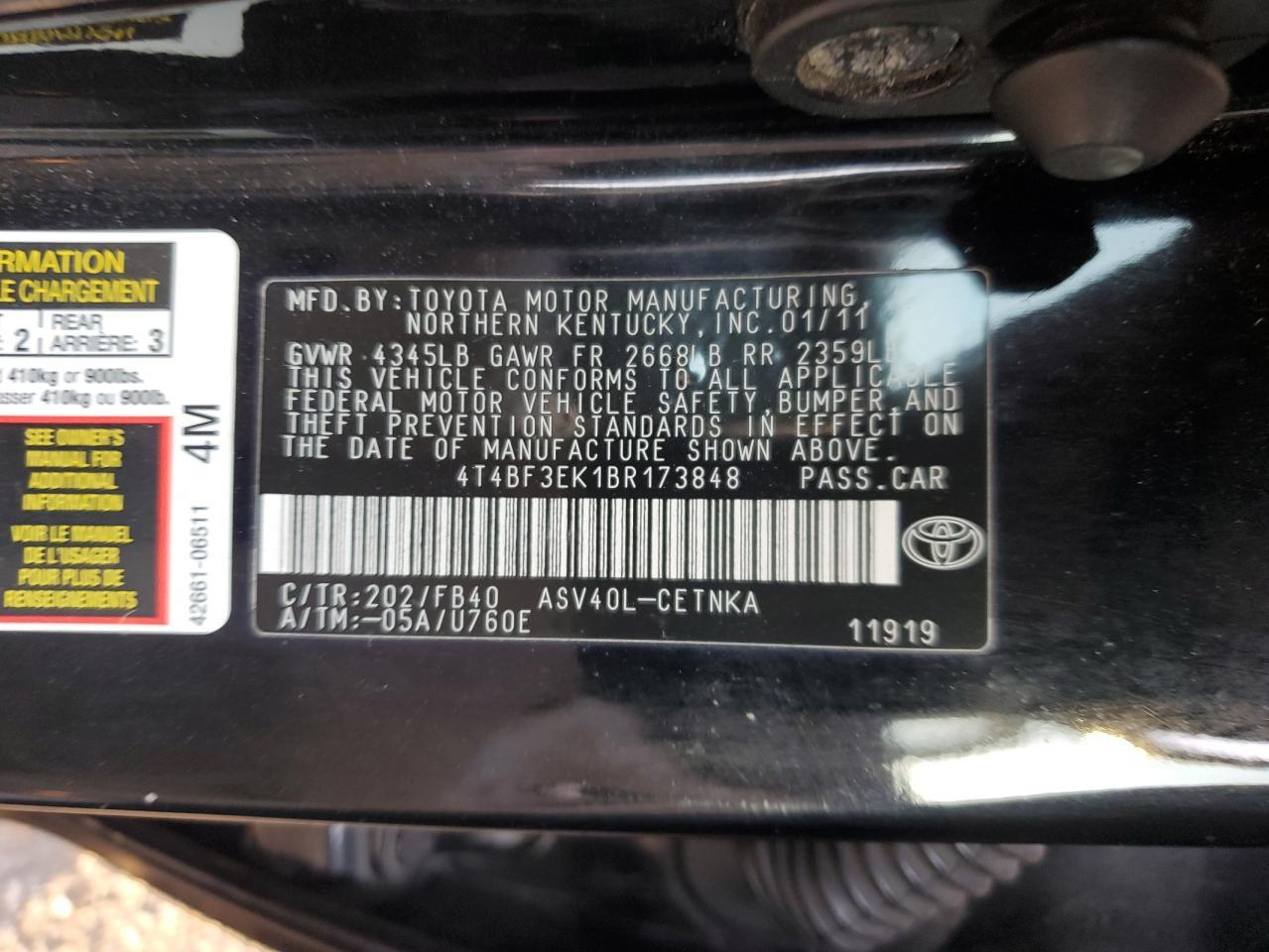 2011 TOYOTA CAMRY