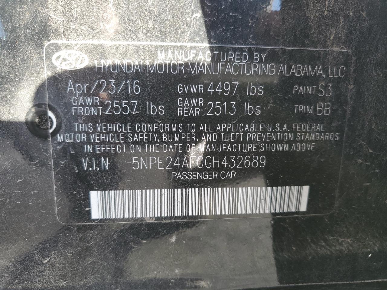 2016 HYUNDAI SONATA