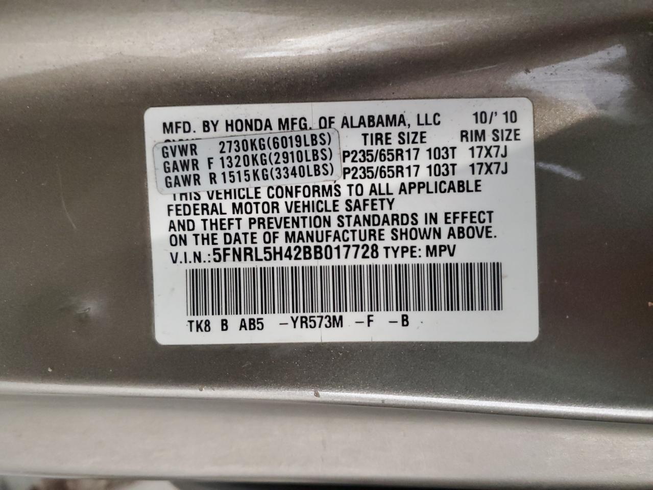 2011 HONDA ODYSSEY