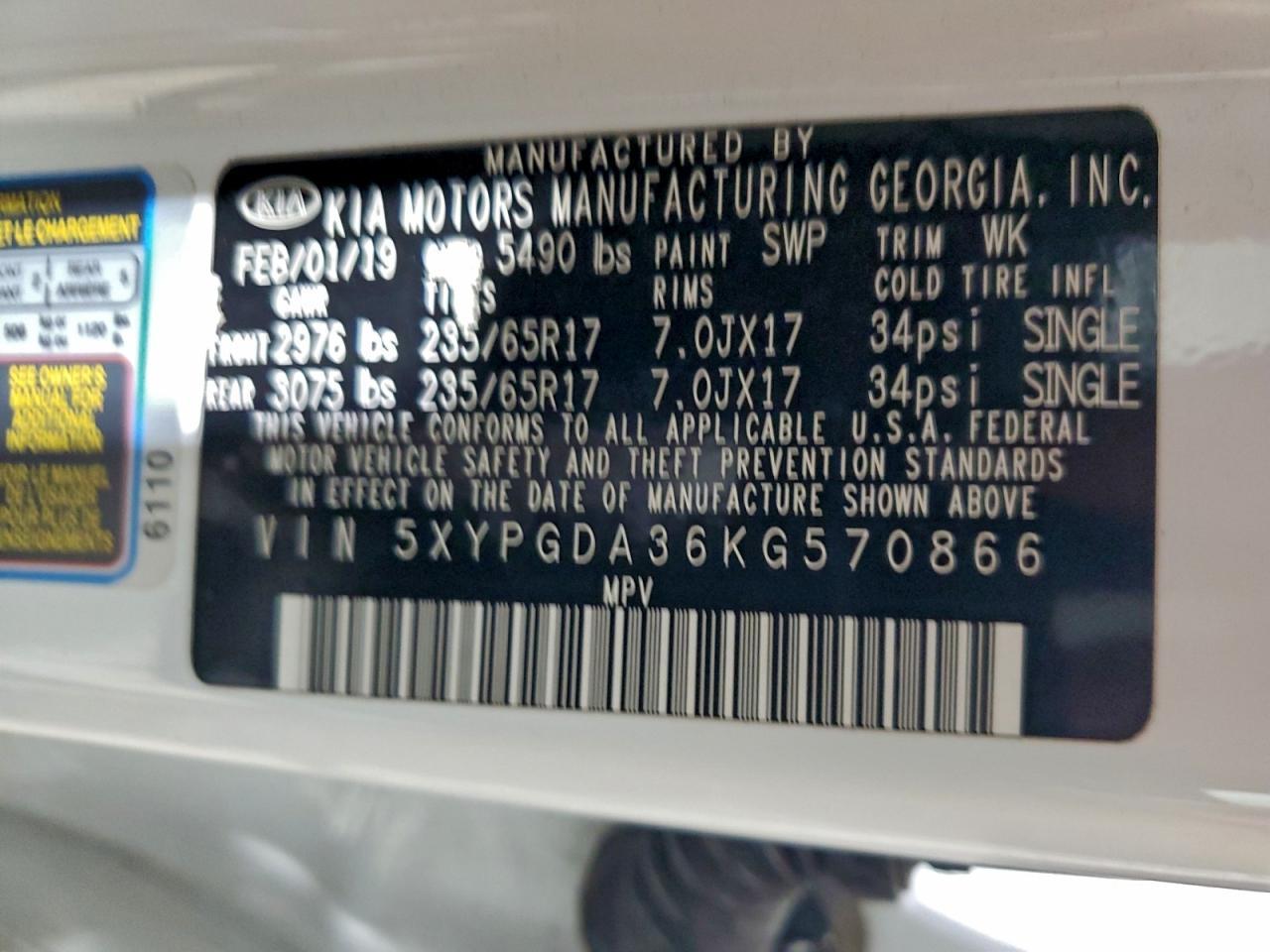 2019 KIA SORENTO