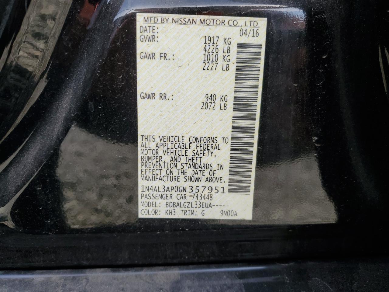 2016 NISSAN ALTIMA