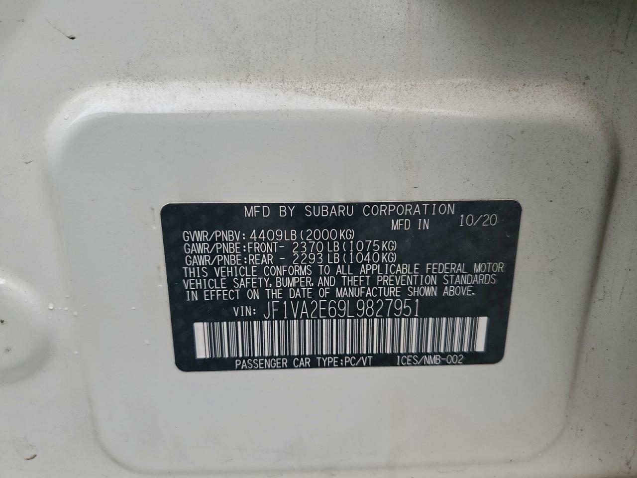 2020 SUBARU WRX