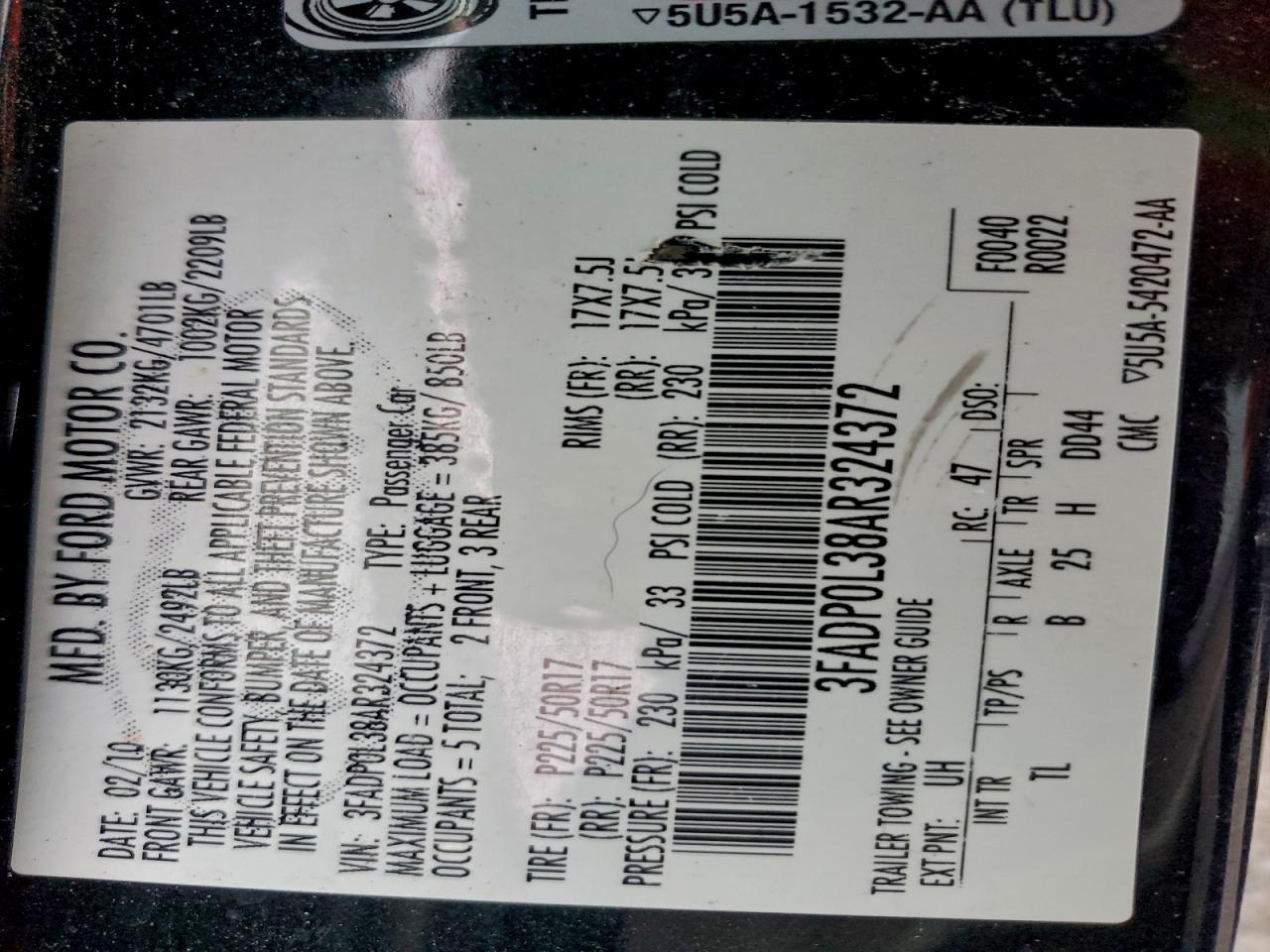 2010 FORD FUSION
