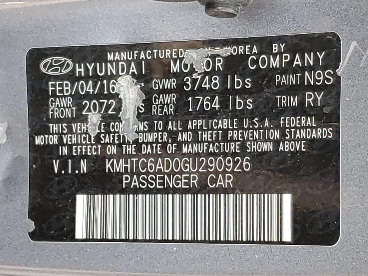 2016 HYUNDAI VELOSTER
