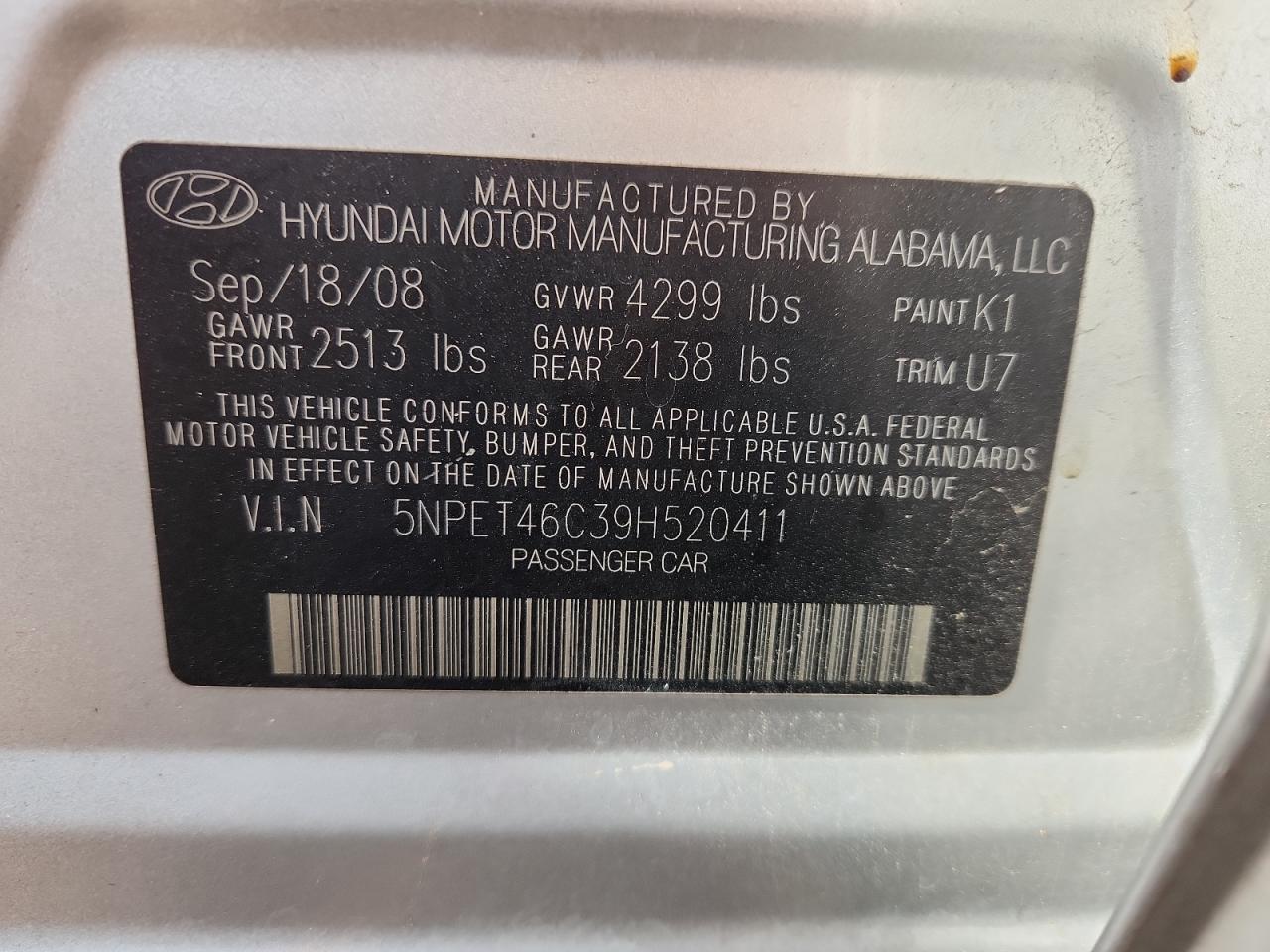 2009 HYUNDAI SONATA
