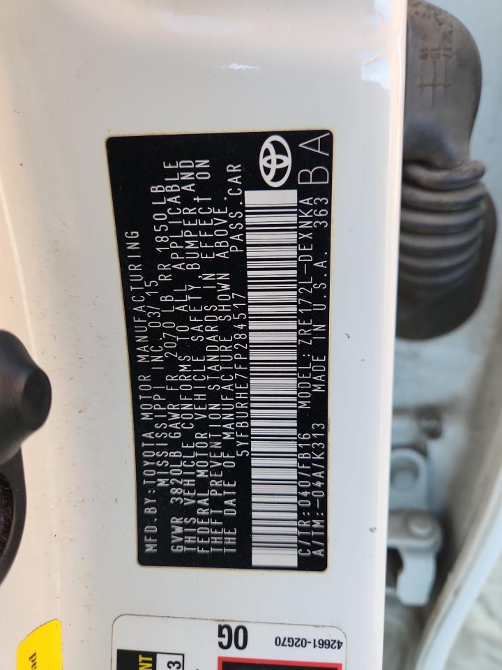 2015 TOYOTA COROLLA