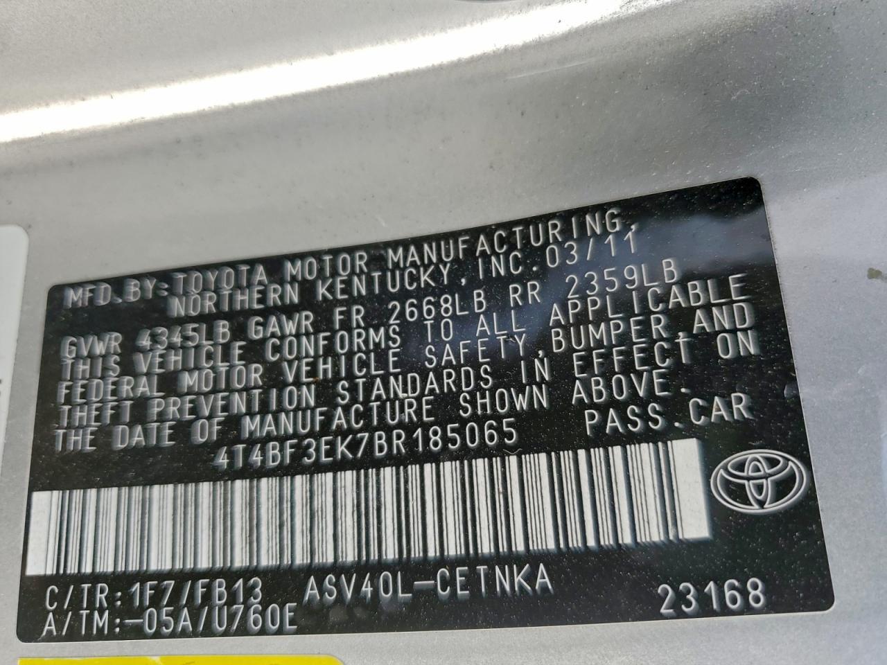 2011 TOYOTA CAMRY