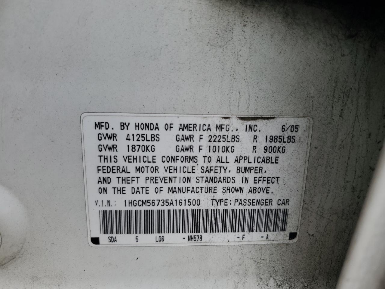 2005 HONDA ACCORD