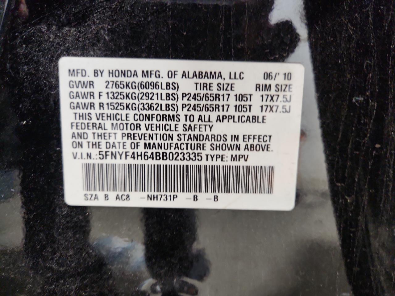 2011 HONDA PILOT