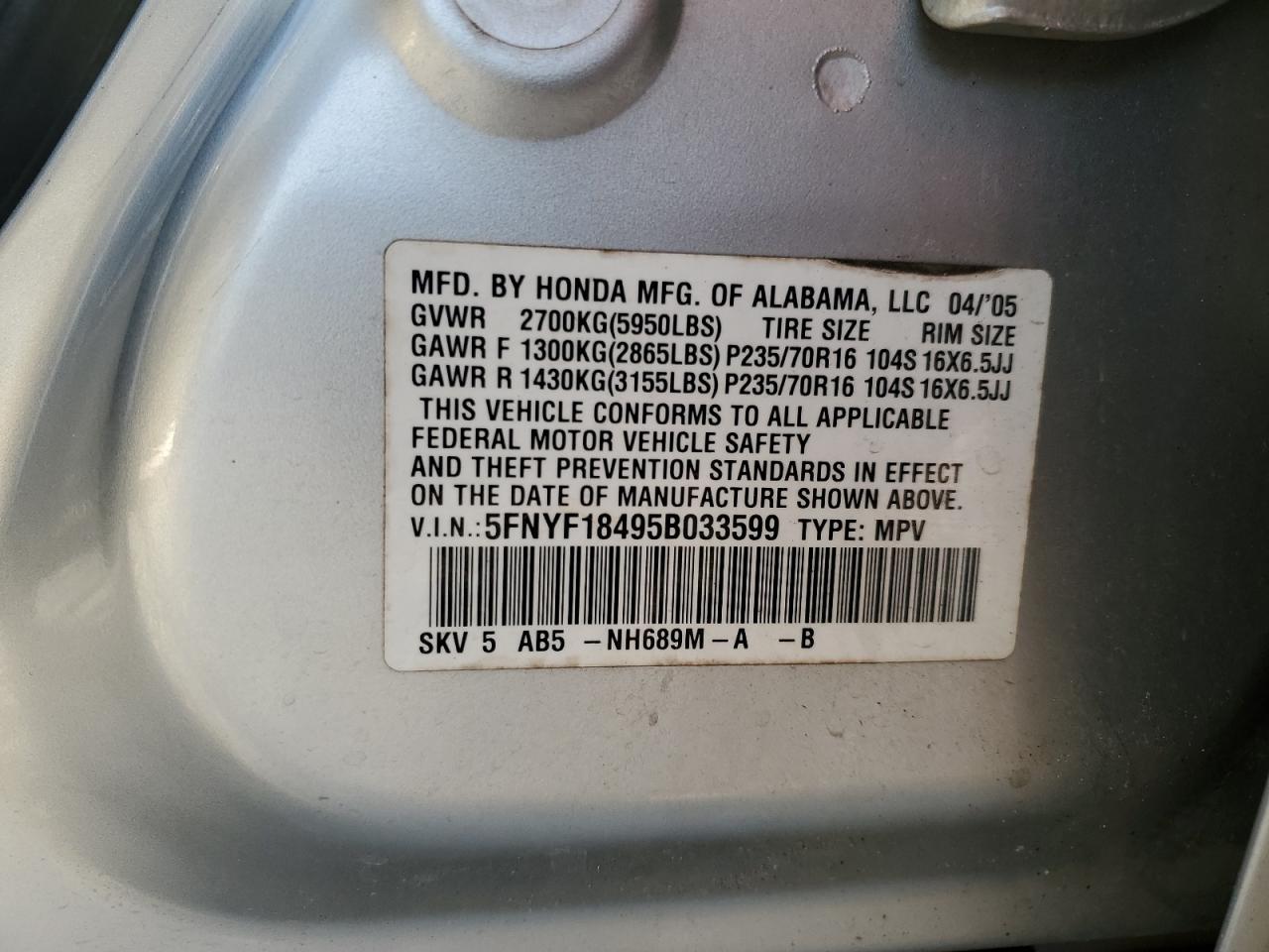 2005 HONDA PILOT