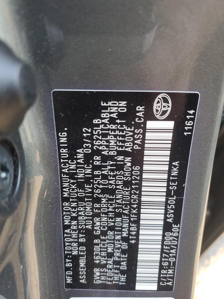 2012 TOYOTA CAMRY