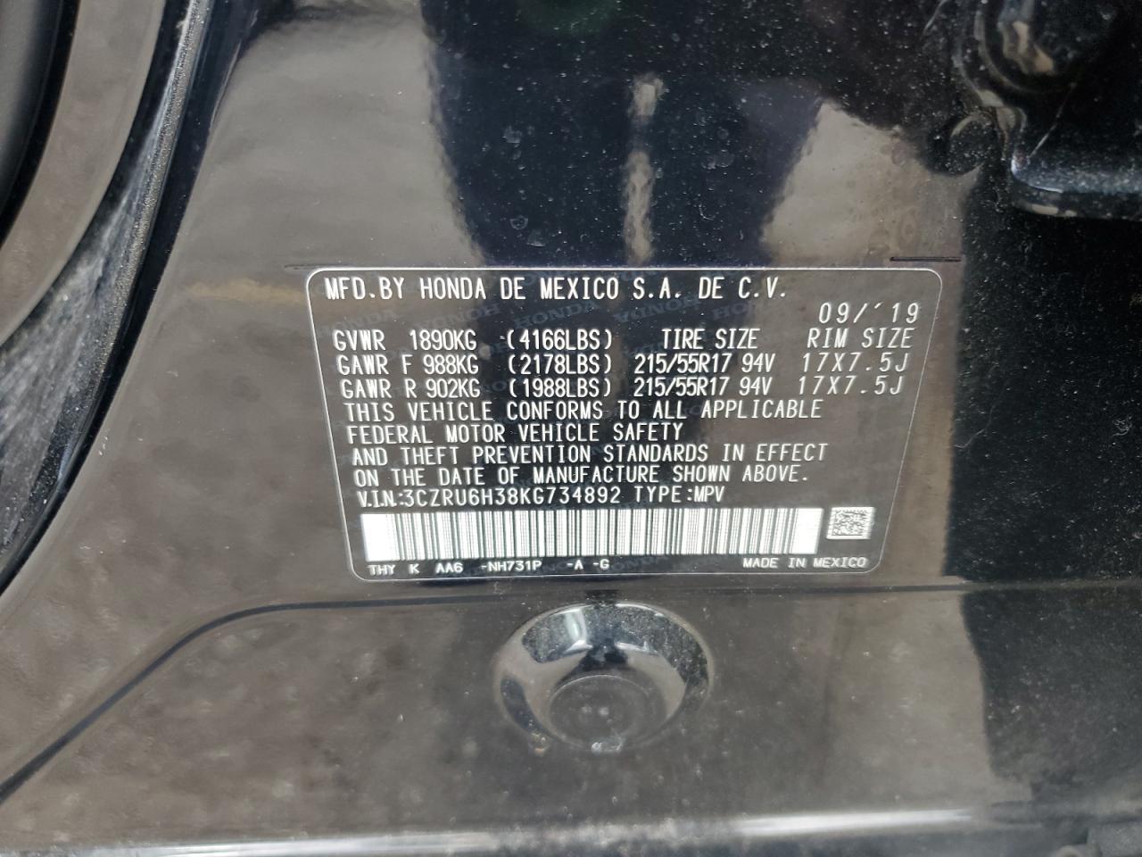 2019 HONDA HR-V