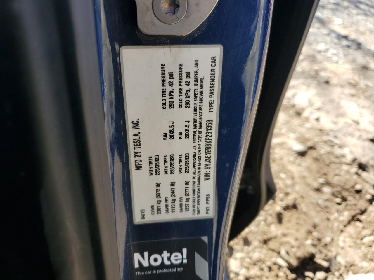 2019 TESLA MODEL 3