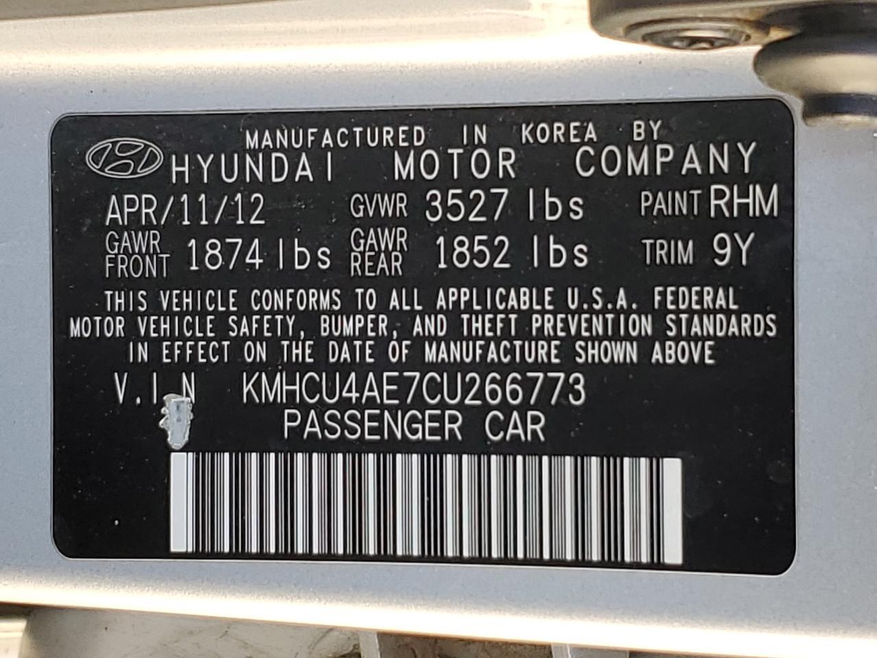 2012 HYUNDAI ACCENT