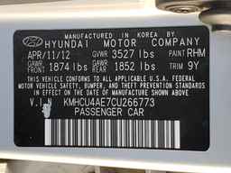 2012 HYUNDAI ACCENT