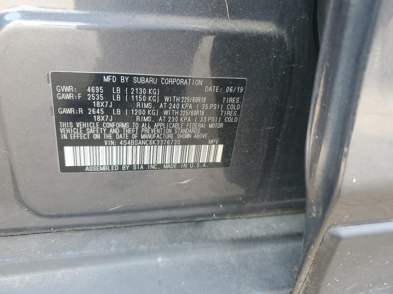 2019 SUBARU Outback