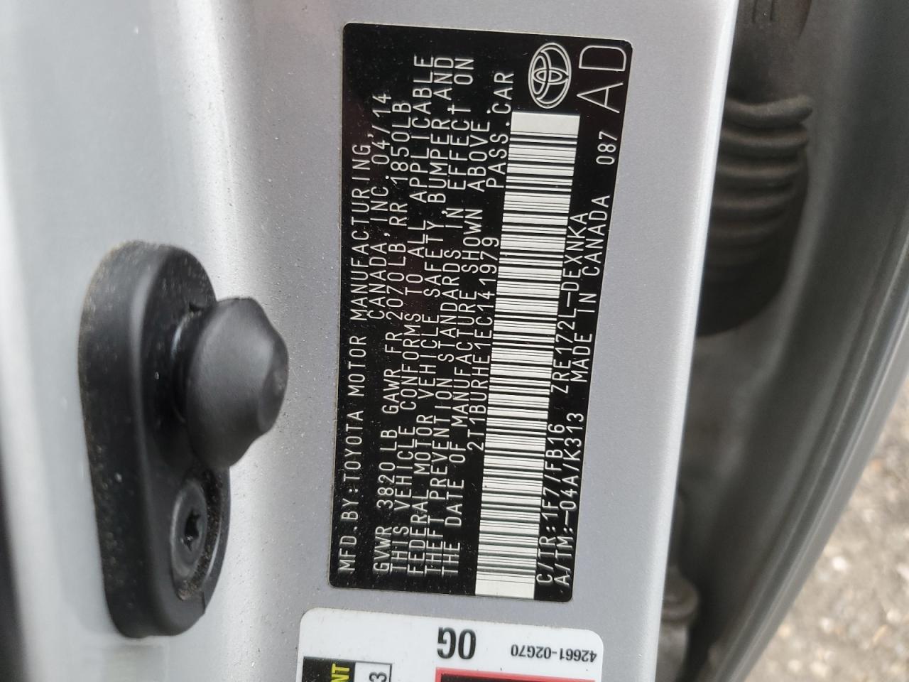 2014 TOYOTA COROLLA