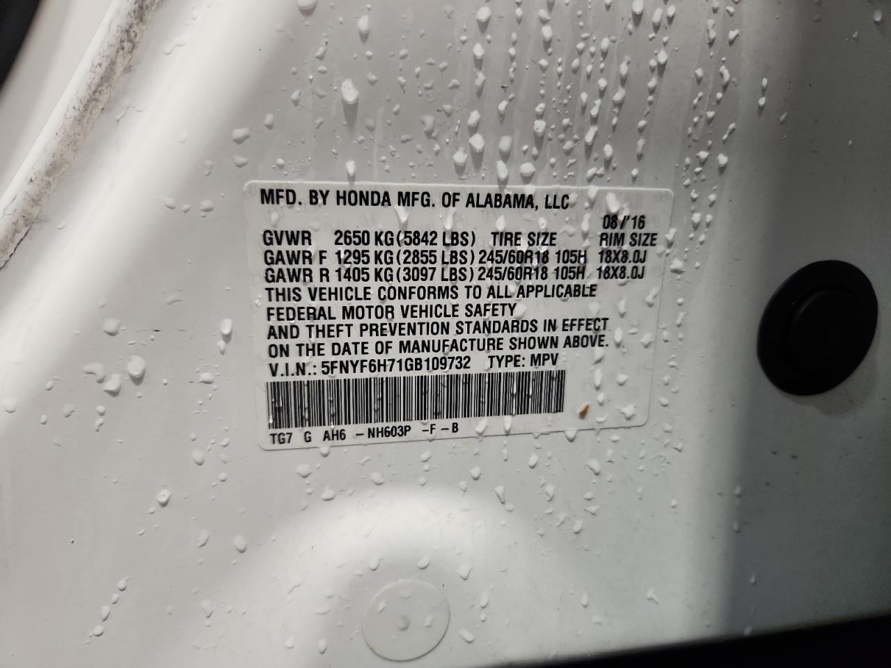 2016 HONDA PILOT