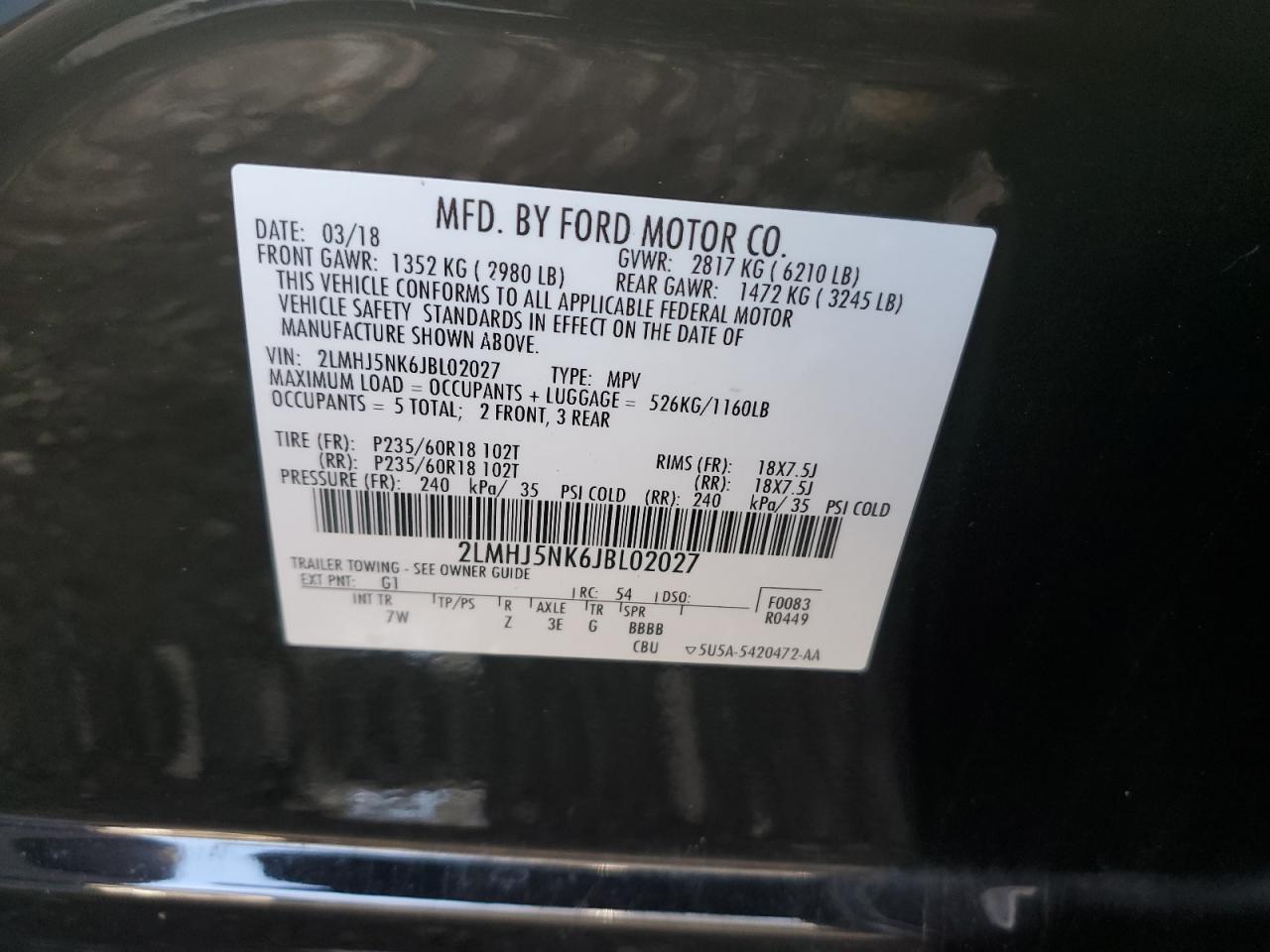 2018 LINCOLN MKT