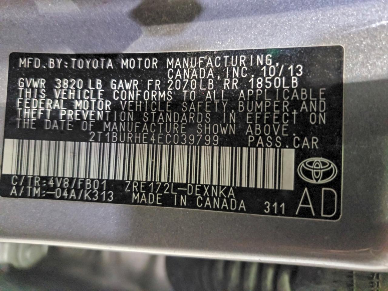 2014 TOYOTA COROLLA