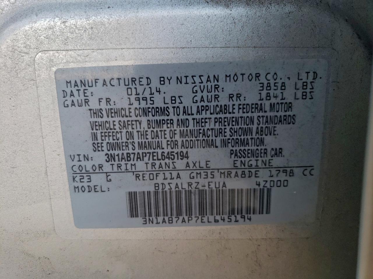 2014 NISSAN SENTRA