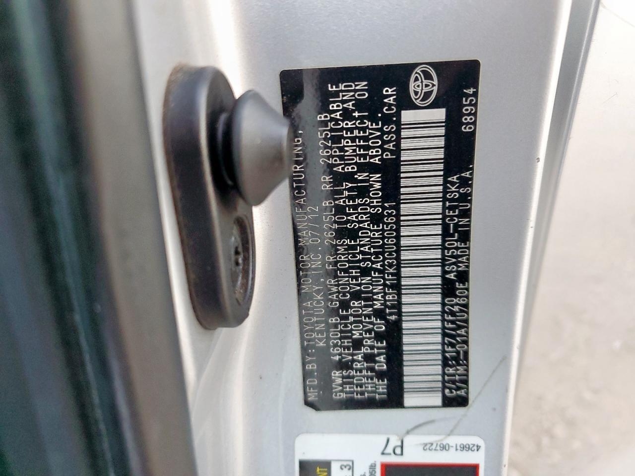 2012 TOYOTA CAMRY