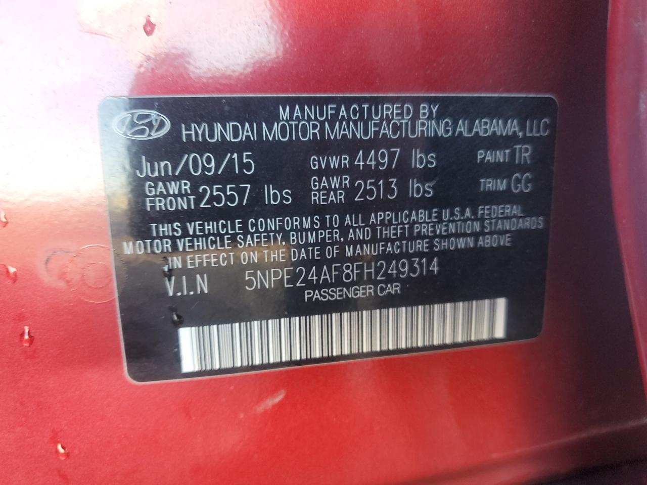 2015 HYUNDAI SONATA