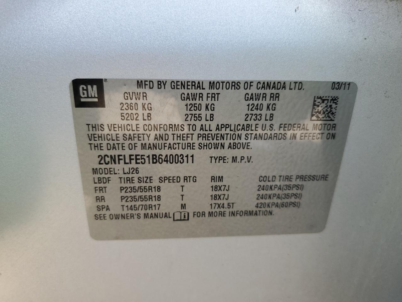2011 CHEVROLET EQUINOX