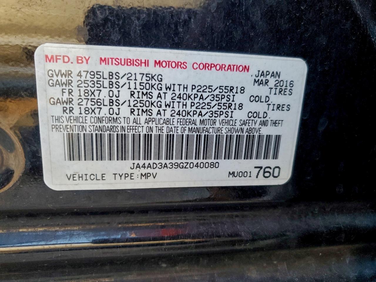 2016 MITSUBISHI outlander